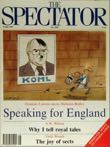 Spectator magazine front cover from 14 July 1990. Garland cartoon shows Nicholas Ridley as Hitler