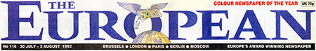 European newspaper front page masthead logo 1992