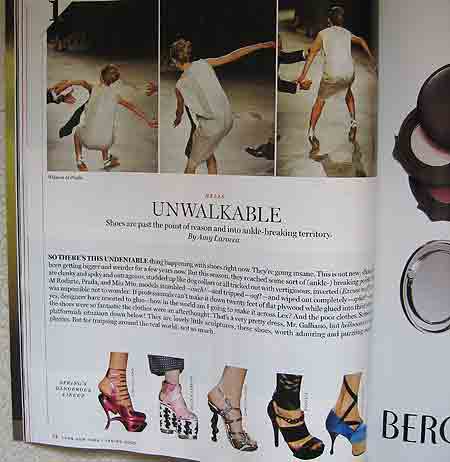 models fall from high shoes