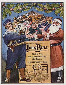 John Bull with European and Commonwealth allies (the US joined in 1917, a year before the end)