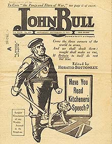 John Bull changed into military kit in 1914